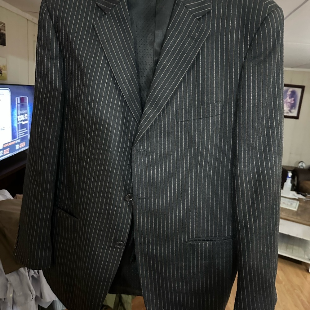 Sophisticated Black Pinstripe Men's Blazer